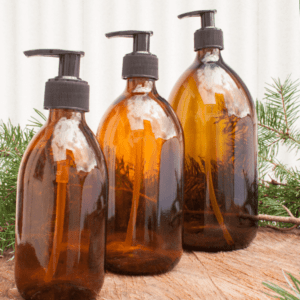 botella vidrio cristal ámbar topacio con tapón dosificador 500 1L 250 125