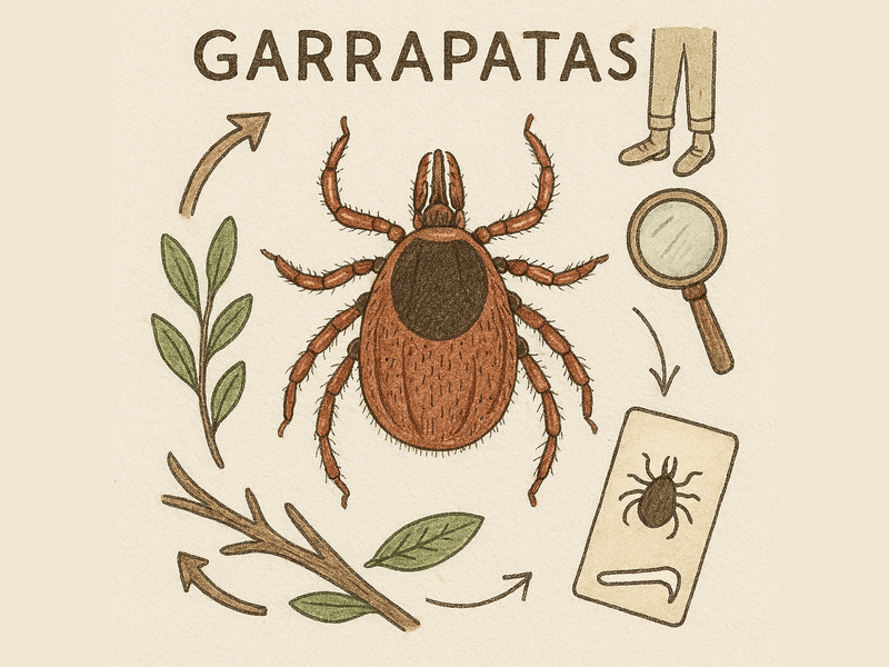 cuidado mascotas campo, garrapatas en mascotas, prevención lyme,